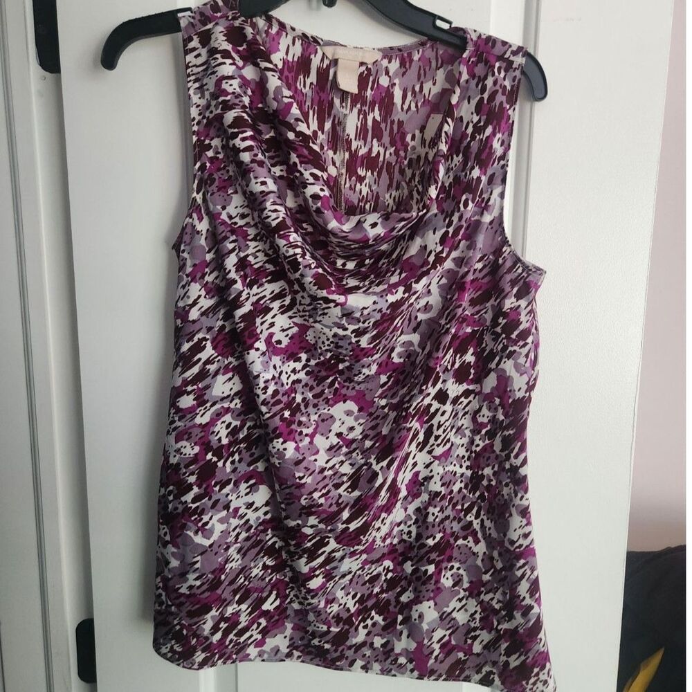 Banana Republic Purple Patterned Sleeveless Blouse Size Large